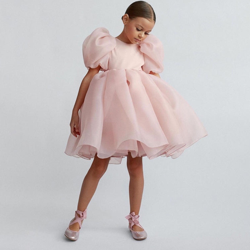 Cailín faisin banphrionsa gúna seanré tulle tulle vestido puff sleeve bainise bándearg cóisir lá breithe tutu tutu gúna gúna liathróid