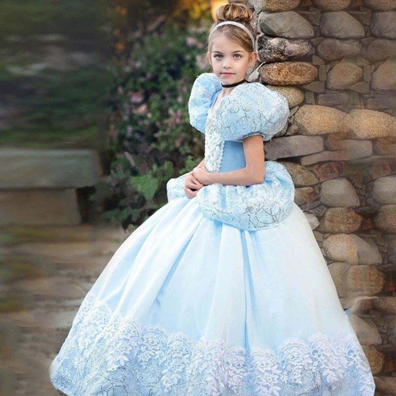 Gúna Banphrionsa Gorm do Chailíní Cóisir Oíche Shamhna Cosplay Cosplay Kids Banphrionsa Gúna Up