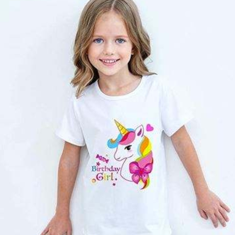 Baige Cailín Samhraidh Gearr-Sleeved Unicorn Gleoite Unicorn T-Léine T-Léine T-Léine Rainbow Tutu Sciorta Feidhmíochta