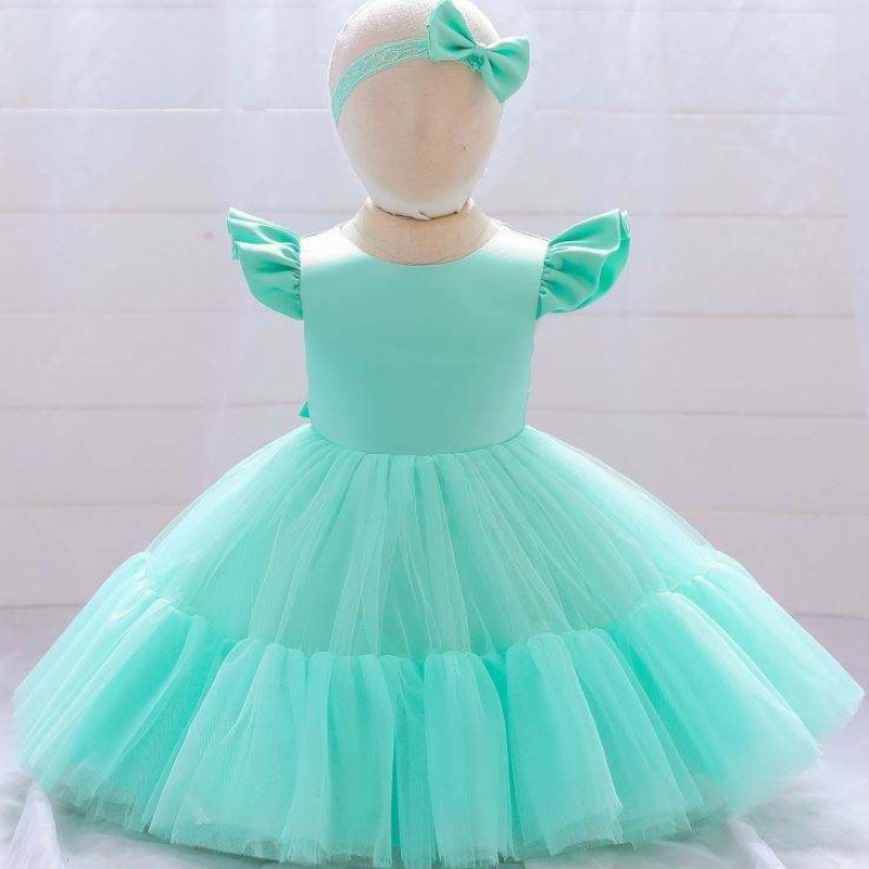 MESH BAIGE SATIN Banphrionsa Gúnaí Breithlá Cailíní Cailíní Cailín Álainn Cóisir Cailíní Leanbh Dearaí Gúna le haghaidh Baisteadh le Headband