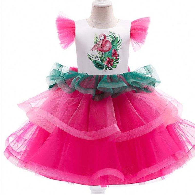 Sleeves gearra baige baige gúna bláthanna císte layered Caire Cailíní Cailíní gúnaí unicorn do chóisir
