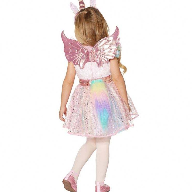 Sciorta tulle seicheamhaí lonracha baige baige le headband saor in aisce agus le cailín sciathán cailín éadaí Oíche Shamhna éadaí unicorn