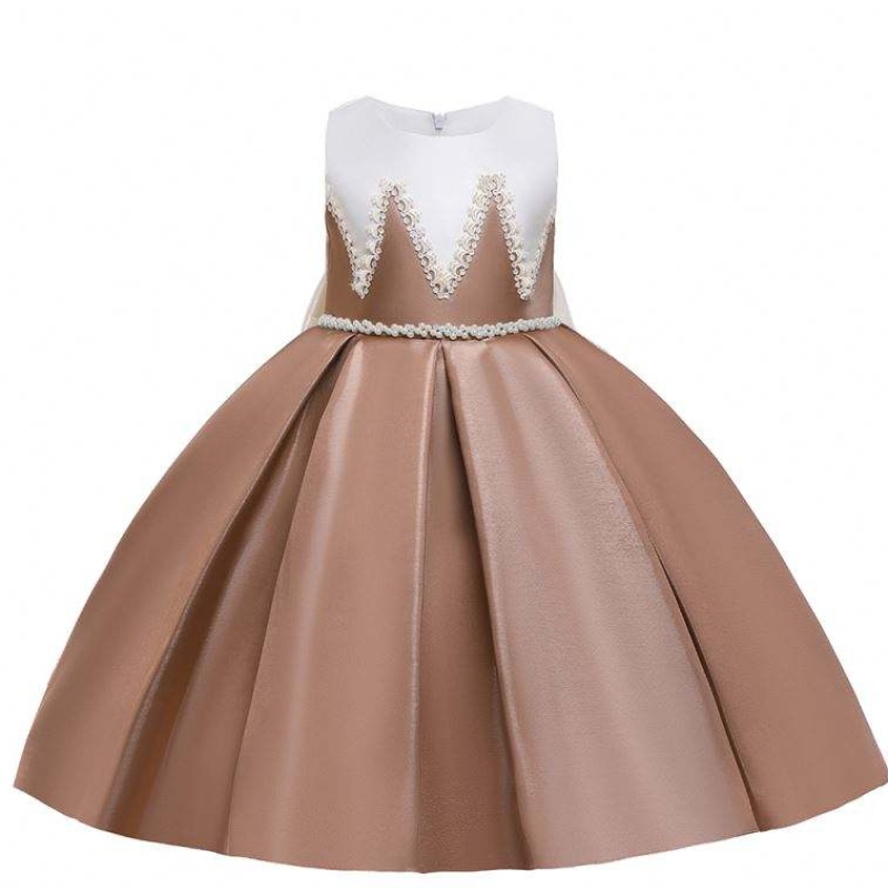 Baige Little Girl Little Breithlá Gúna Cóisir páistí Gúnaí Bróidnéireachta Sequin Sequin Gúnaí Satin