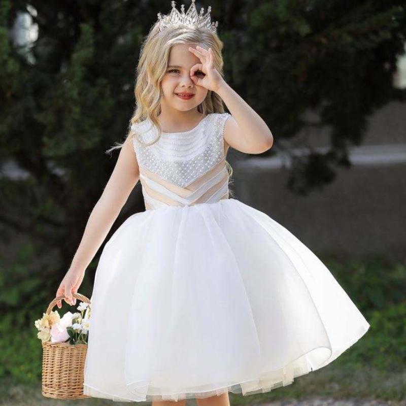 Baige Nua Samhlacha Cailíní Gúnaí Cóisir Chailíní Chiffon Flower Flower Summer Samhradh Boutique L5300