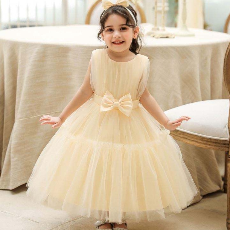 Baige 4years Gúna cailín leanbhnuabheirthe gúna bainise páistí sleeveless puffy le headband saor in aisce L2066XZ