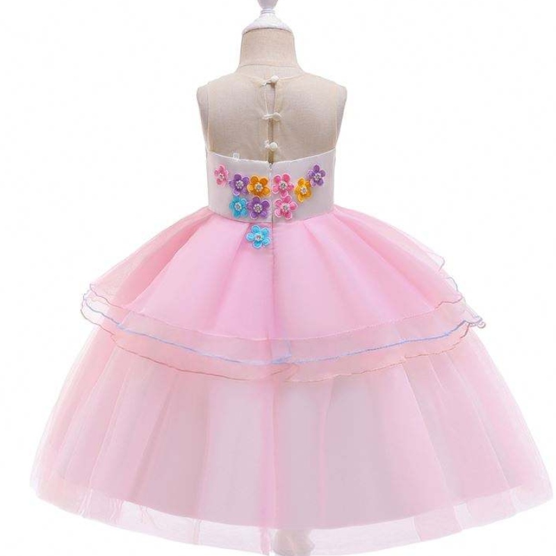 Leanaí Teacht Nua Bláth Unicorn Gúna Éadaí Saincheaptha Leanbh Leanaí Dearaí Frock DJS006