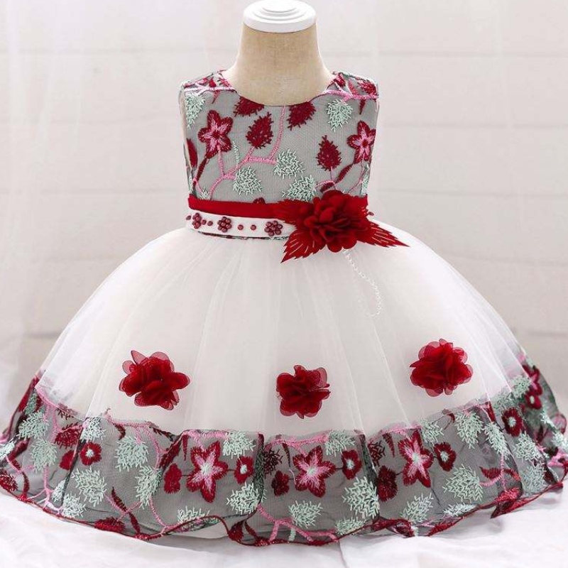 Amazon Hot Sale Sasana Stíl Ruffles Foirmiúil Leanbh Sleeveless Leanbh One Piece Girls Party Party Pageant Gúnaí L5045XZ