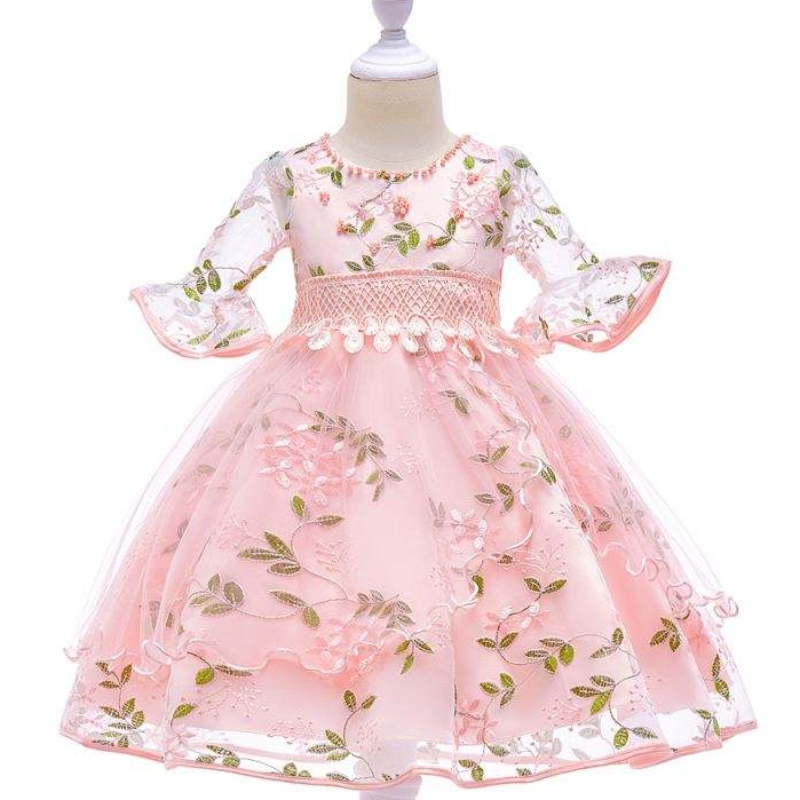 Gúnaí Samhail Nua Baige Cailíní Bainise Éadaí Cóisir do Leanaí Cailín Leanbh Frock L5015