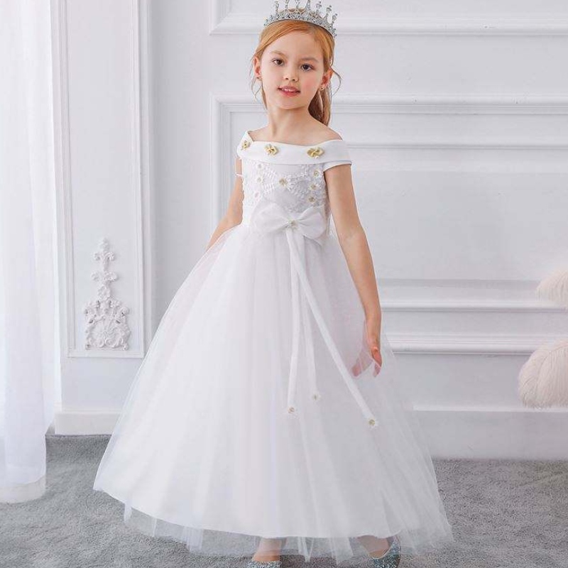 Cailíní Bláthanna Páistí Páirtí Caith Gúna Breithlá Frocks Do Chailín Gúnaí Babaí Maxi Leanaí Leanaí Bow Sleeveless Bow Gúnaí Fada LP-232