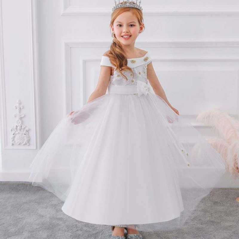 Cailíní Bláthanna Páistí Páirtí Caith Gúna Breithlá Frocks Do Chailín Gúnaí Babaí Maxi Leanaí Leanaí Bow Sleeveless Bow Gúnaí Fada LP-232