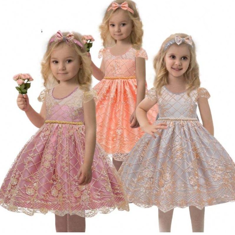 Páirtí Monarchana Síne Páirtí Páirtí Satin Frock Baby Breithlá Babaí Leanaí Éadaí Samhraidh 7933
