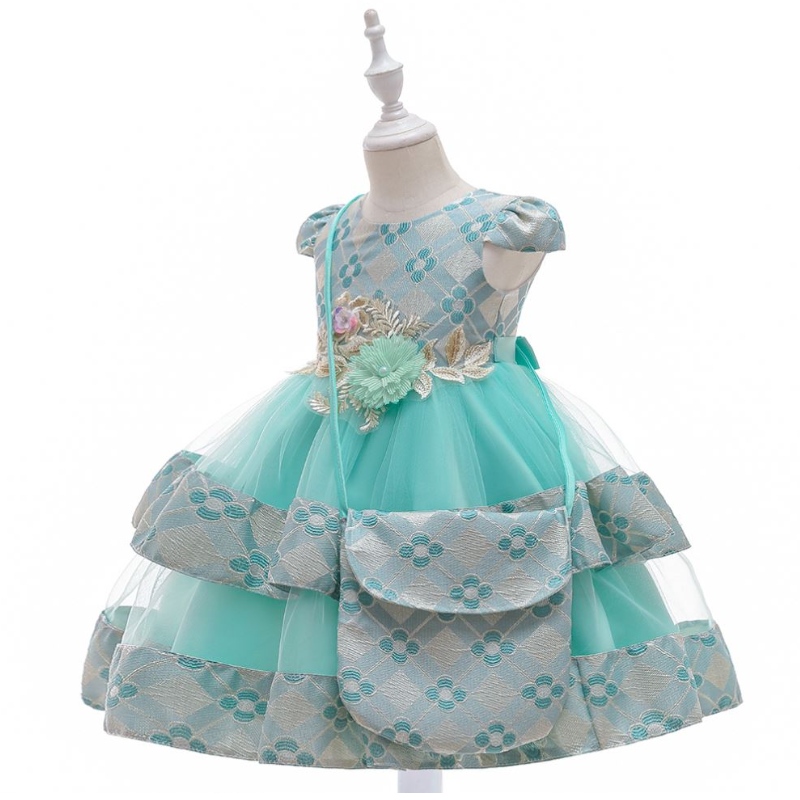 Leanaí Baige Gúna cailín samhraidh le mála 3-10years Boutique Kids Éadaí 2PCS OTS L5215