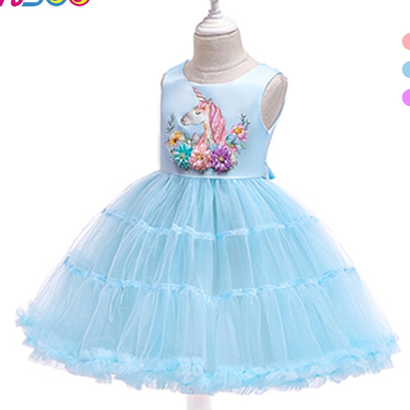 Ansoo unicorn Rainbow Gúnaí Cailín Babaí Cailín Cotton Cailín Banphrionsa Páirtí Páirtí Gúnaí Bainise Corcra Do 1-6 Y Cailíní Tutu