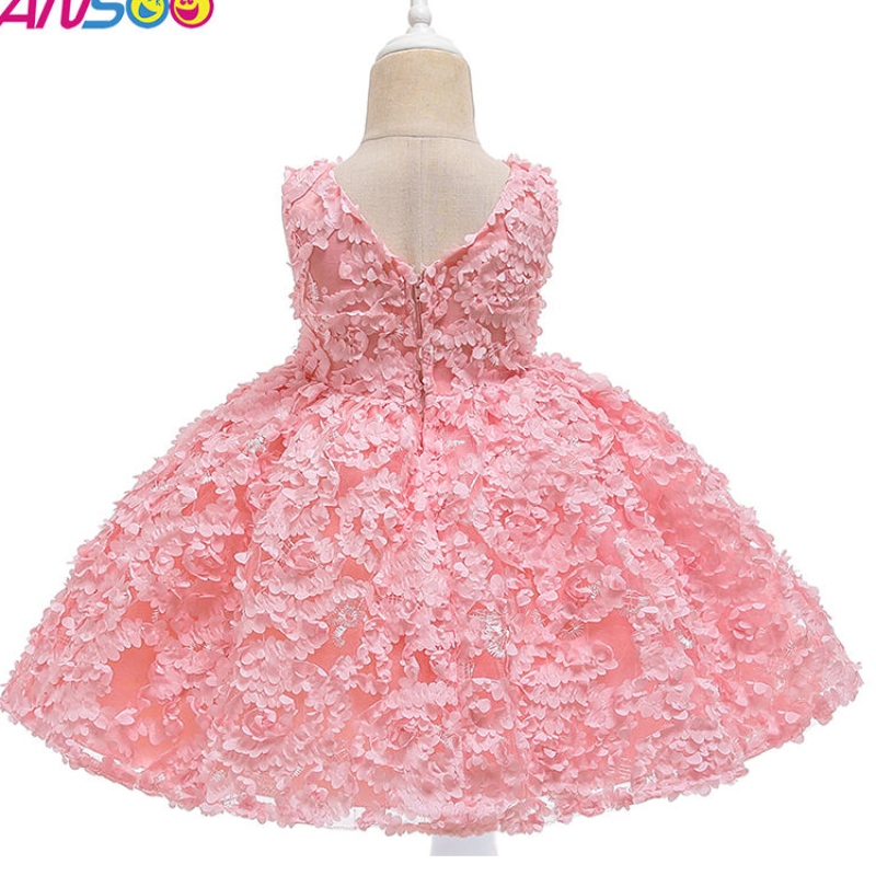 Ansoo 3 dathanna Saincheaptha Monarcha Rose Rose Gúna Breithlána gCailíní Leanbh Cailín Bláth Baby Flower Gúnaí Bándearg Bridal Do Pháistí