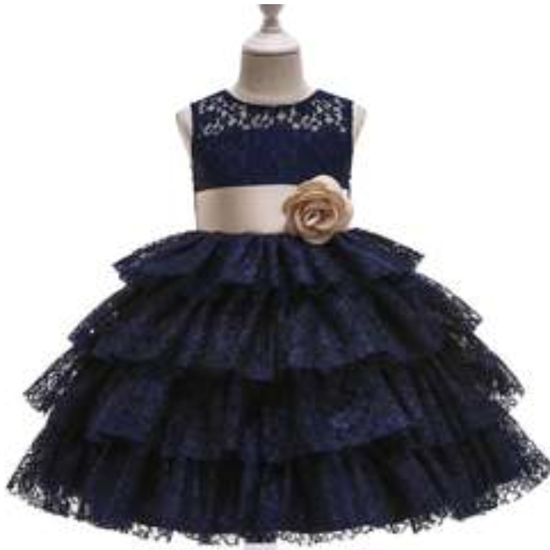 Leanaí Baige Nua Leanaí Banphrionsa Gúna Lása Lace Lace Leagan Sleeveless Cailín Bláthanna Gúnaí Bainise 3 - 49 píosa