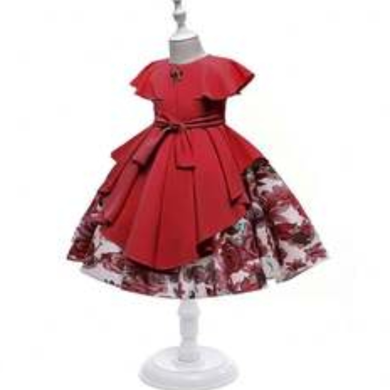 Beading leanbh in-stoic Beading cailín satin gúna páistí dearadh frock leanaí baill éadaigh cny