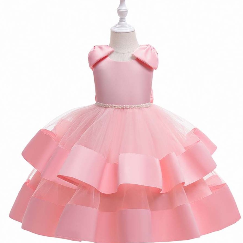 Gúnaí cailín bláthanna bán baige bainise fairy fairy bogha mór puffy cailín banphrionsa gúna