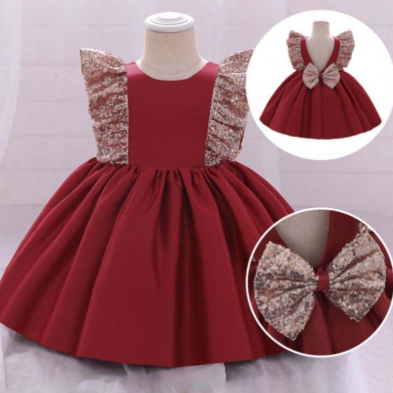 Baigenua Flower Sheicheamhach Cailín leanbh Maxi First Communion110; Gúna le bogha álainn