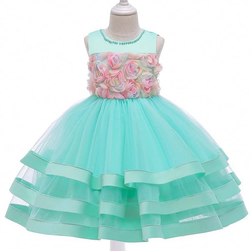 2020 Gúna Cailíní Pageant an Gúna is déanaí Gúna páistí Dearthaí Floral Layered Gowns do Leanaí L5196