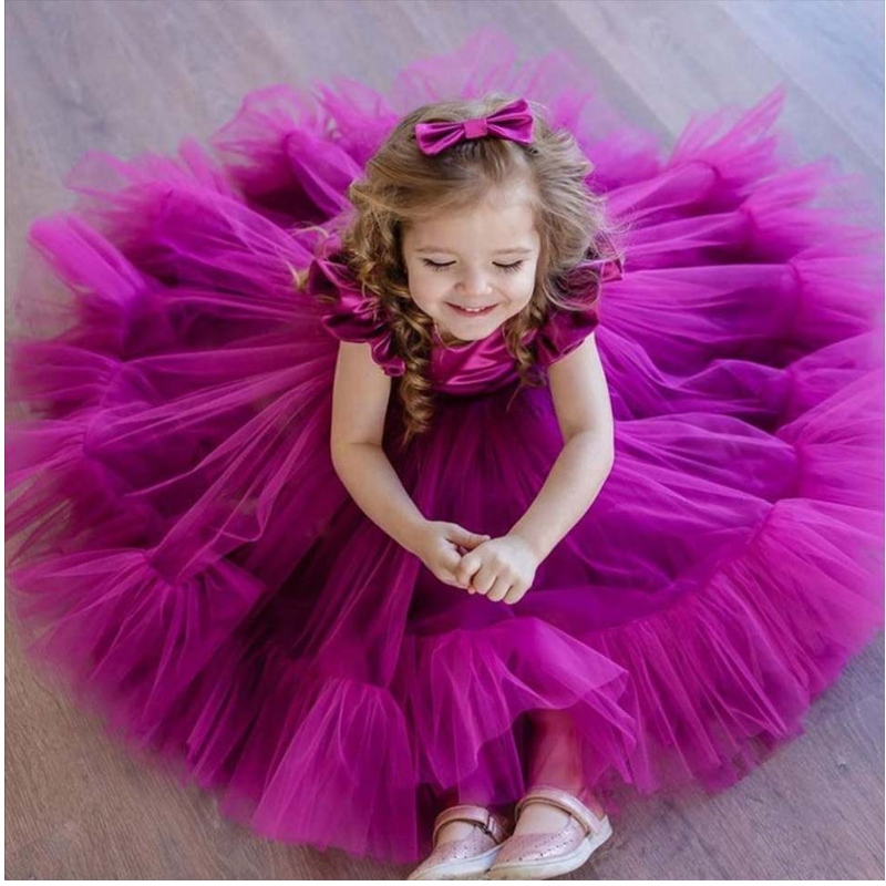 Baige Bláthanna Nua Gúna Bainise Cailín Gúna Gúna Bridal Gúna Cóisir Puffy Do Chailín Leanbh