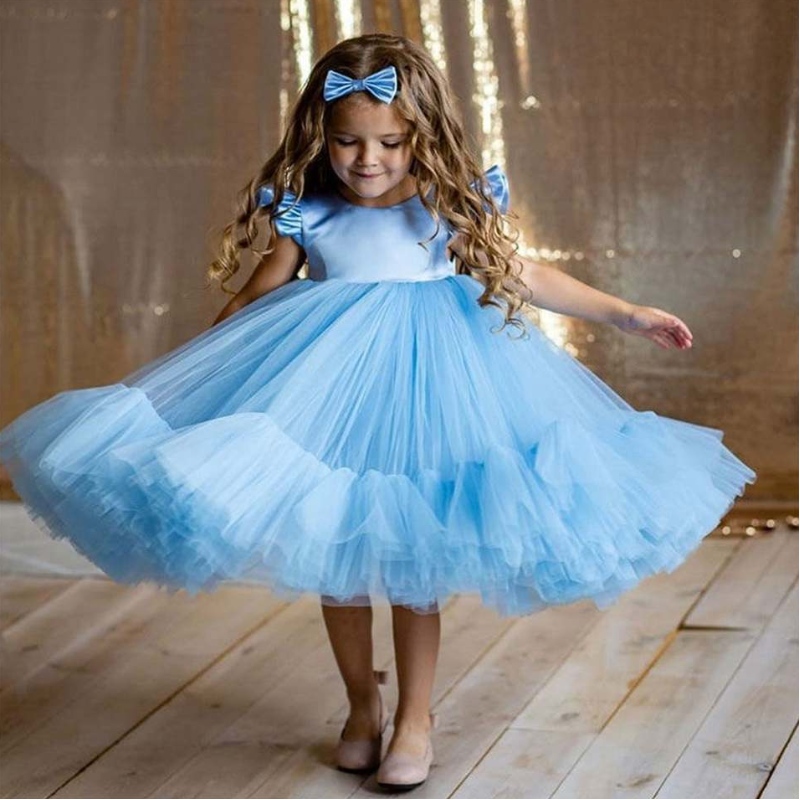 Baige Bláthanna Nua Gúna Bainise Cailín Gúna Gúna Bridal Gúna Cóisir Puffy Do Chailín Leanbh