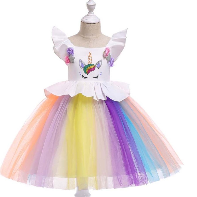 Baige Unicorn Kids Éadaí Dearadh Nua Dearadh Cailín Leanbh Gúnaí Gloine Gúna Feidhmíochta L5090