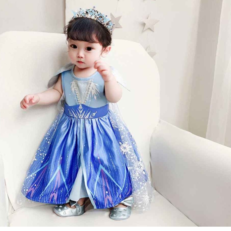 Baige Dearadh Nua Banphrionsa Elsa Anna Gúna Gúna Gúna Cailín Beag Cosplay Cosplay Complates Cóisirna Nollag Gúna Breithlá Bx1730