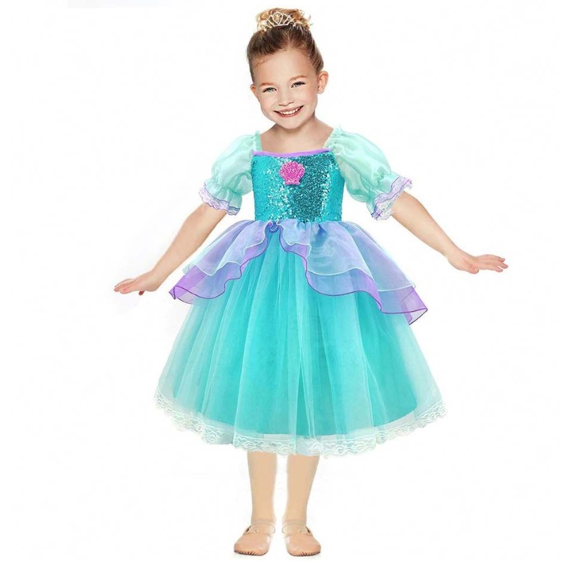 Baigelittle Mermaid Ariel Banphrionsa Gúna Feisteas Oíche Shamhna Gléasadh Suas Cailíní Cosplay Kids Gúna Ball
