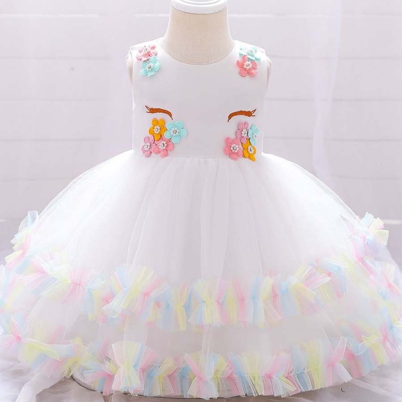 Baige Bán Unicornnaíonánnaíonán Frock Frock Cailíní Leanbh Baiste Baisteadh Baisteadh DJS025