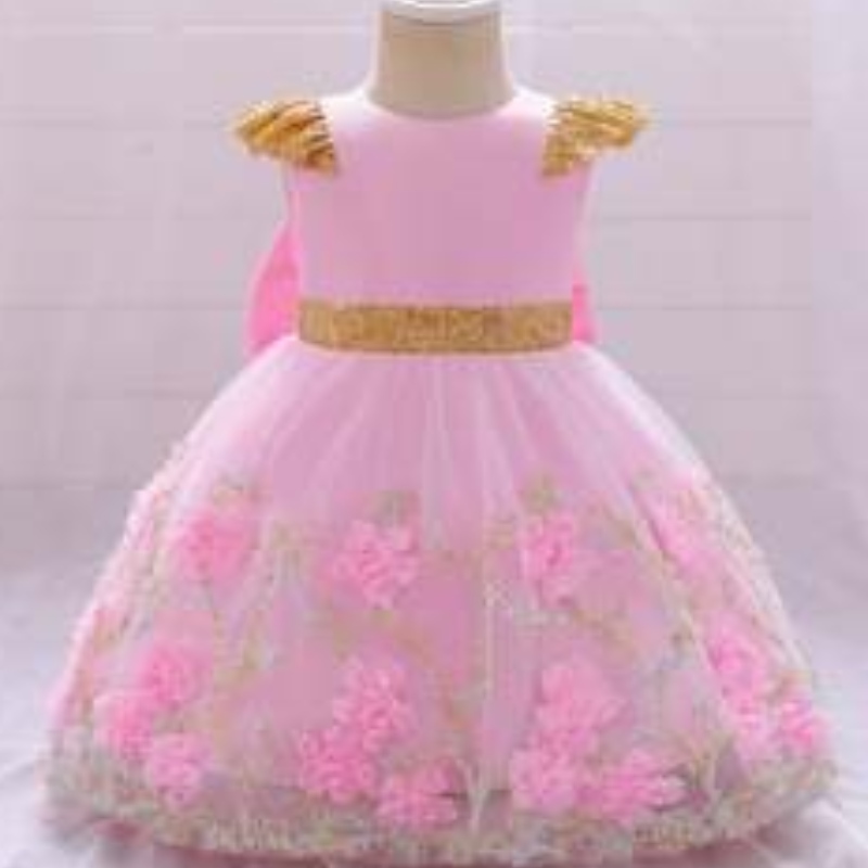 Gúna cailín bláthanna buí baige páistí frock frock bailiúchánnua den India gúna cóisir cailín l2021xz