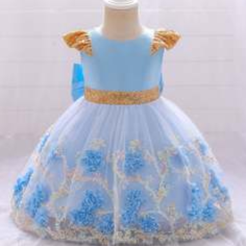 Gúna cailín bláthanna buí baige páistí frock frock bailiúchánnua den India gúna cóisir cailín l2021xz