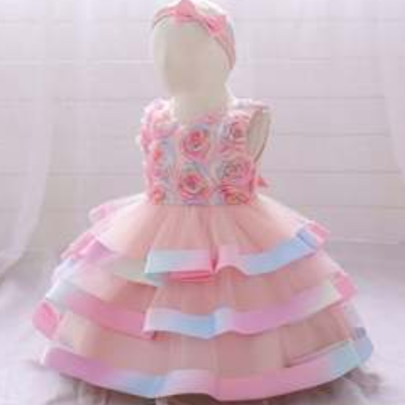 Baige páistí mórdhíola cóisir Caith gúnaínaíonán tutu dearadh tutu cailín leanbh císte bláth císte layered gúna lá breithe