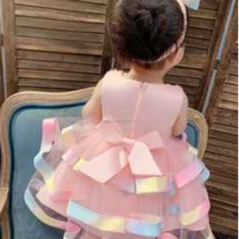 Baige páistí mórdhíola cóisir Caith gúnaínaíonán tutu dearadh tutu cailín leanbh císte bláth císte layered gúna lá breithe