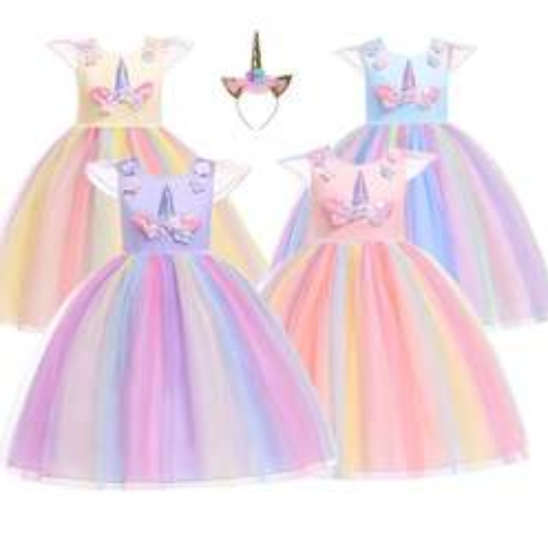Baige Amazon Sellsbaby Girls Unicorn Gúna Princestutu Gúna Cailíní Bláth Gúna Rainbow Gúna Breithlá Céatadán Leanaí Tulle Samhraidh