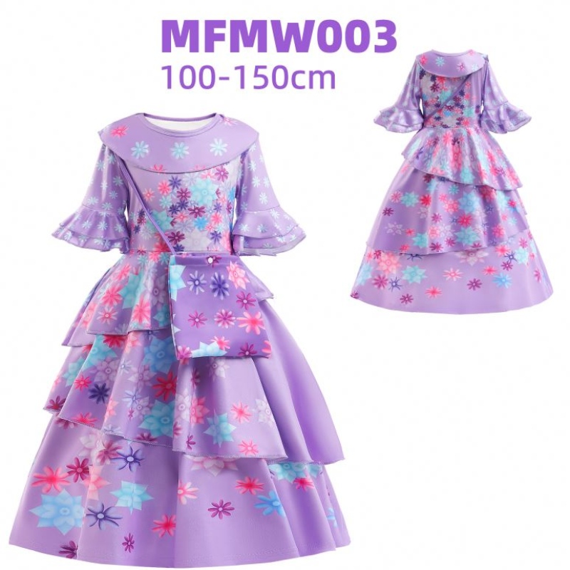 Baige Encanto Mirabel Isabella Gúna Cailín Corcra Sleeves Fada Sleeves Carnival New Kids Party Cosplay