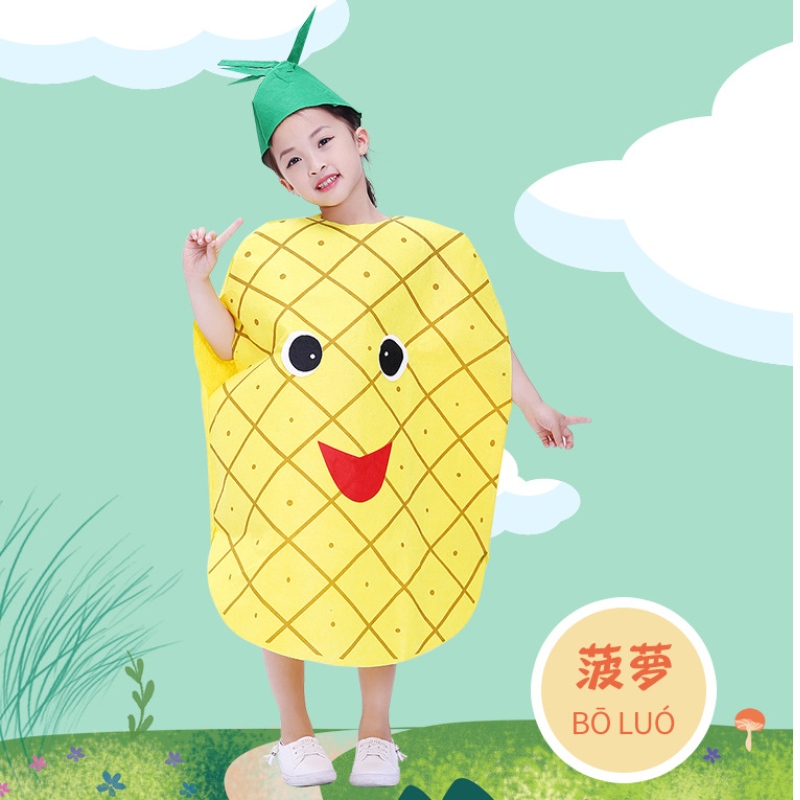 Páistí mórdhíola gleoite leanaí leanaí torthaí cosplay cosplay leanaí glasraí torthaí a chur ar chulaith feidhmíochta stáitse