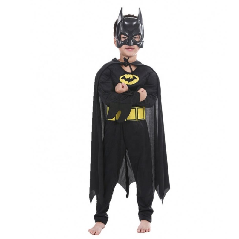 Oíche Shamhna Masquerade Black Black Muscle Kids Costumes Superhero Costumes an Fear Bat le Cloak Mask