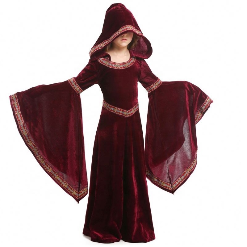 Fíon Meánaoisena hEorpa Fíon Oíche Shamhna Dearg Vampire Leanaí Éadaí Cailíní Éadaí Cóisir Vampire Vampire