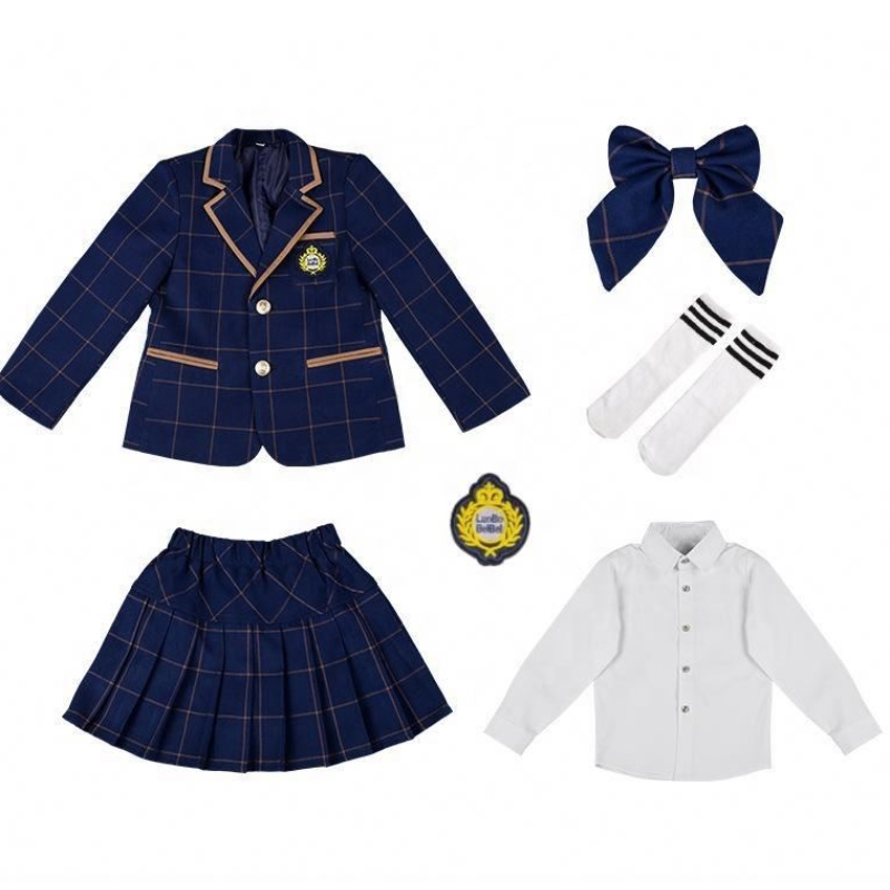 Éide Bunscoile Tena Breataine Éide Éide Plaid Plaid Trí-Phíosa Éide Kindergarten Trí Phíosa