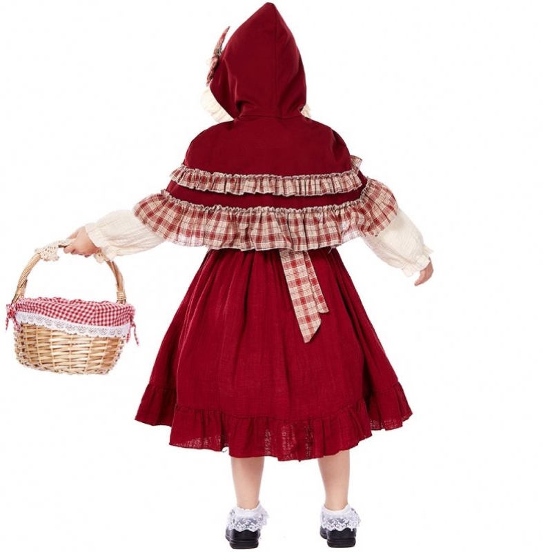 Taispeáin stáitse Leanaí Lolita Lolita Gúna Lása Stíl Cailín Bog le Clok Little Red Riding Hood Costumes