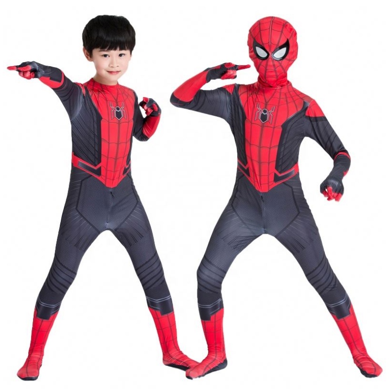 Amazon Hot Sale Stíl Mórdhíola Stíl Clasaiceach Cartoon Cartoon Dearg Éadaí Dubh Figura De Accion Anime Kids Spiderman éadaí Spiderman