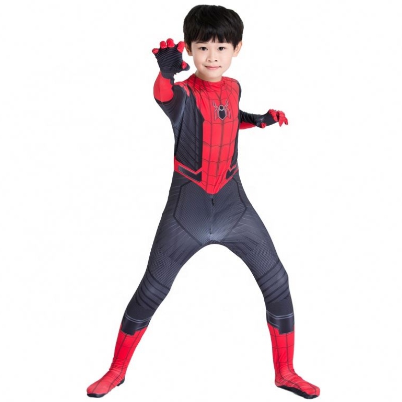 Amazon Hot Sale Stíl Mórdhíola Stíl Clasaiceach Cartoon Cartoon Dearg Éadaí Dubh Figura De Accion Anime Kids Spiderman éadaí Spiderman