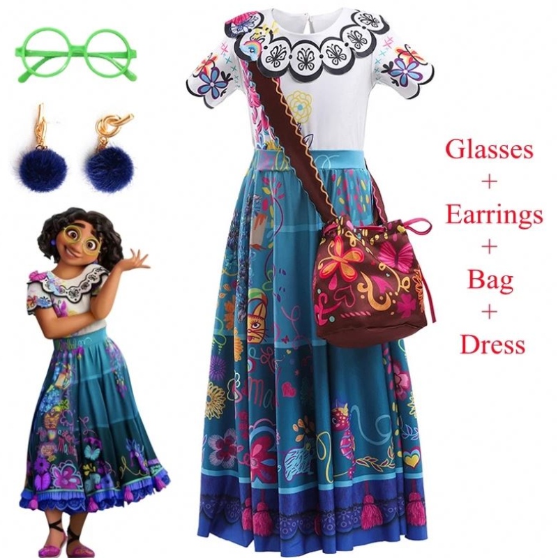 Baige Mirabel Cosplay Covesume Kids Children Leanaí Fancy Carnival Oíche Shamhna Gúna Suas Suas Gúna Madrigal Encanto