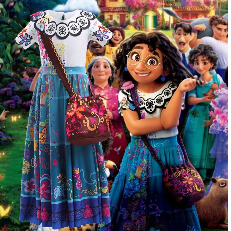 Baige Mirabel Cosplay Covesume Kids Children Leanaí Fancy Carnival Oíche Shamhna Gúna Suas Suas Gúna Madrigal Encanto