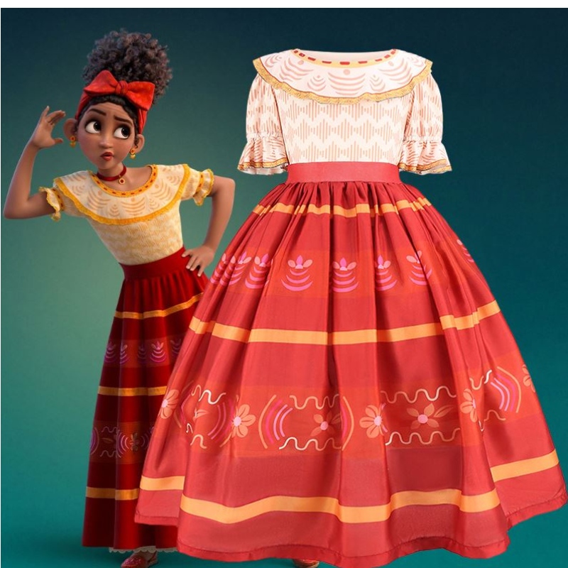 Baige Mirabel Cosplay Covesume Kids Children Leanaí Fancy Carnival Oíche Shamhna Gúna Suas Suas Gúna Madrigal Encanto