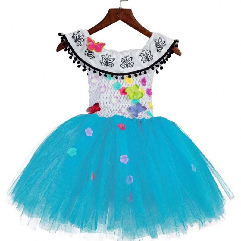 Éadaí Oíche Shamhna páistí cróise tulle bláth clúiteach encanto mirabel tutu gúna