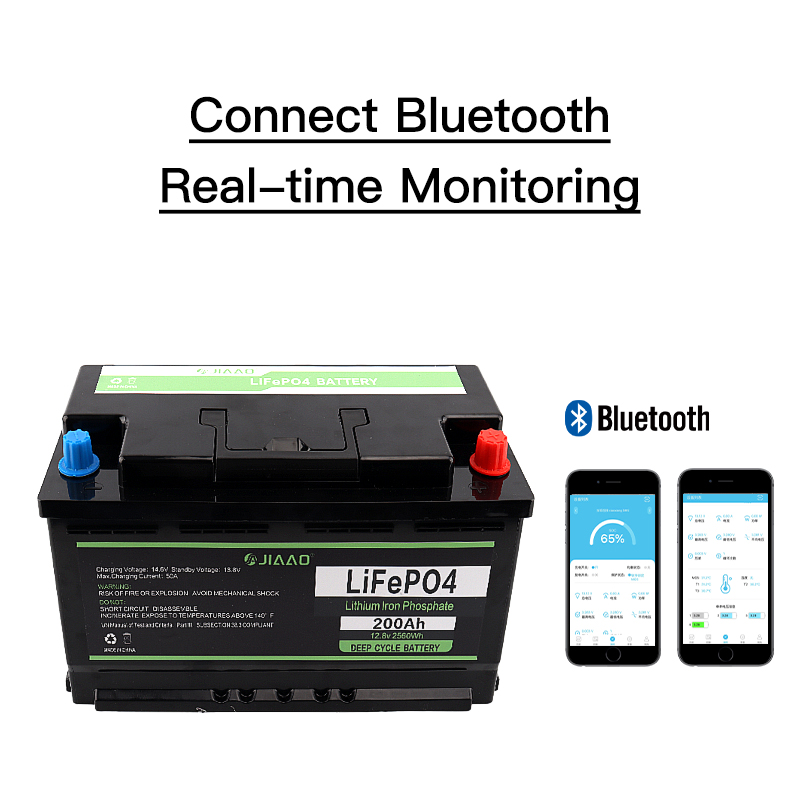 JiaAo liitiumraudfosfaataku eluiga 12v 100 / 200AH rv meresügav tsükkel bms Bluetooth liitiumaku