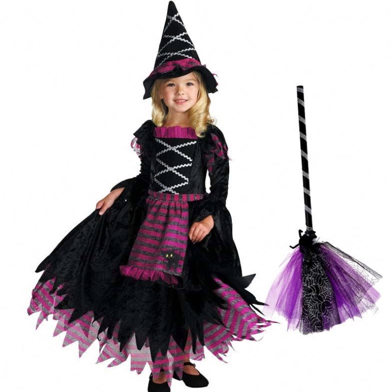 Smaointe Táirgí Nua 2022 Oíche Shamhna Deluxe Páirtí Éadaí Fairytale do Chailíní le Hat Witchy HCVM-007