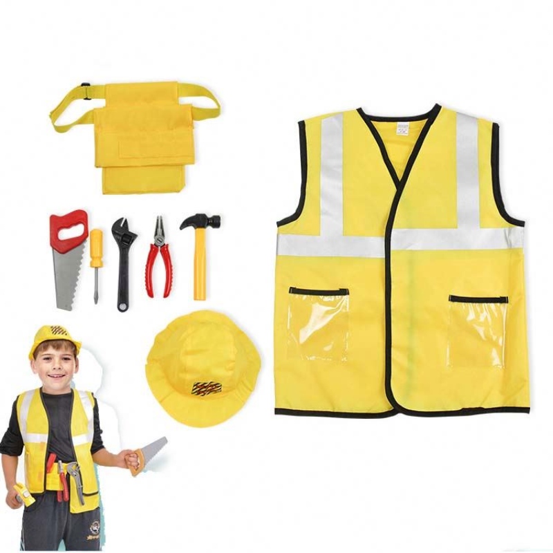 Gairme Kid Tógálaí Éadaí Éadaí Éadaí Buachaillí Éadaí Foirgníochta le Crios Uirlisí Vest Hat HCBC-002