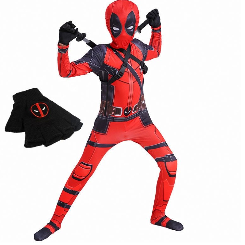 Buachaill 4-12y Deadpoo Feisteas Kids Kids Cosplay Masc Culaith Jumpsuit Oíche Shamhna Éadaí Carnival Seó Carnival Taispeáin Feisteas Fear Spider Man